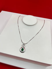 Emerald Oval Bow Pendant Necklace