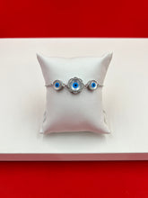 Silver Flower Evil Eye Adjustable Bracelet