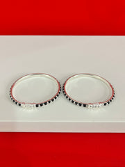 Black Moti Silver Bangles 2.6 (SB46)