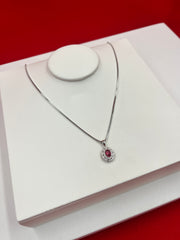 Ruby Halo Charm Pendant Necklace