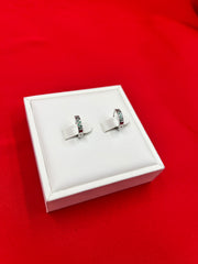 Green & white Silver Hoops