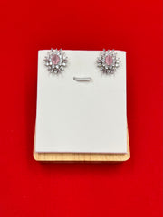 Pink Starburst Sparkle Silver Earrings