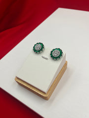 Beautiful Rich Green Round Earrings