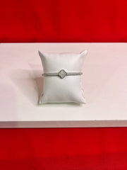 Fancy Clover Leaf Pure Silver Bangle Bracelet 2.4 (SB73)