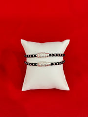 Black Moti Silver Bangles 2.6 (SB46)