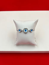 Silver Honeycomb Evil Eye Adjustable Bracelet