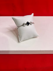 Fancy Clover Leaf Pure Silver Bangle Bracelet 2.4 (SB74)
