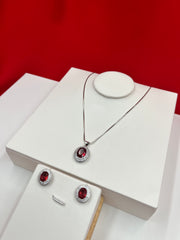 Ruby Oval Spark Pendant Set