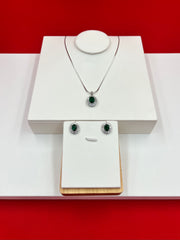 Green Oval Spark Pendant Set