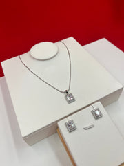 Clear Square Spark Pendant Set