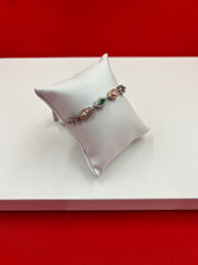 Green & Rosegold Toned Adjustable Bracelet