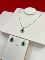 Rich Green Silver Pendant Set