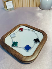 Clover Leaf Multicolour Silver Bracelet