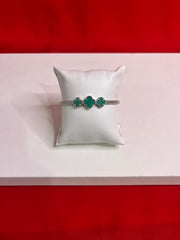 Fancy Clover Leaf Pure Silver Bangle Bracelet 2.4 (SB76)