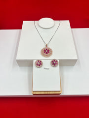 Rosy Bloom Pendant Set