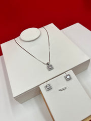 Diamond Square Shine Pendant Set