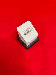 Pure Silver Pearl Ring Size 6
