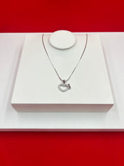 Cute Heart & bow Silver Necklace