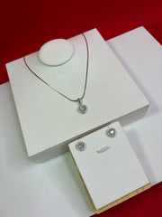 Pure Silver White Elevated Heart Pendant Set (WN147)