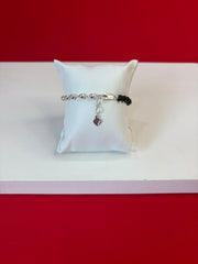Pure Silver EvilEye Black Bead Bracelet (WB145)