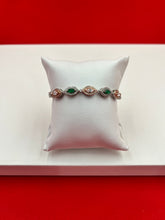 Green & Rosegold Toned Adjustable Bracelet