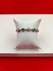 Green & Rosegold Toned Adjustable Bracelet