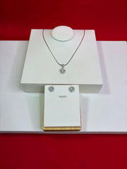 Pure Silver White Elevated Heart Pendant Set (WN147)