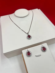 Maroon Silver Pendant Set