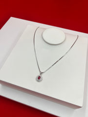 Ruby Halo Charm Pendant Necklace