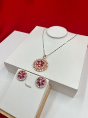 Rosy Bloom Pendant Set