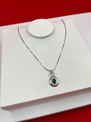 Emerald Oval Bow Pendant Necklace