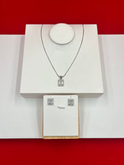 Clear Square Spark Pendant Set