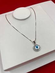 Round Evil-eye Pendant Necklace (WN117)
