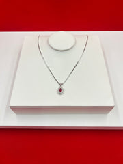 Ruby Halo Charm Pendant Necklace