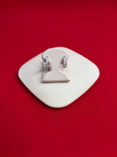 Pure Silver Heart Stones Hoops Earrings (HE109)