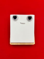 Dark blue baguette Heart Earrings