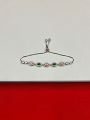 Green & Rosegold Toned Adjustable Bracelet