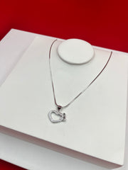 Cute Heart & bow Silver Necklace