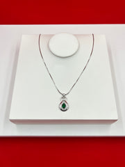 Emerald Oval Bow Pendant Necklace