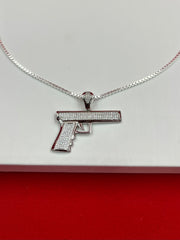 Gun & Diamond silver Pendant