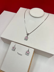 Pink Square Glow Pendant Set
