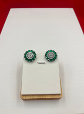 Beautiful Rich Green Round Earrings