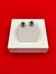 Emerald Bloom Silver Studs