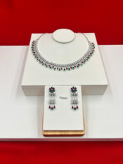 Ruby Emerald Teardrop Choker Set