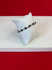 Pure Silver Black Bead Bracelet (WB142) (7.5 inch)