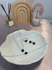 Clover Leaf Necklace,Bracelet,Ring & Earrings Set