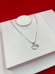 Cute Heart & bow Silver Necklace