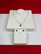 Pure Silver Magenta Elevated Heart Pendant Set (WN151)