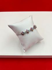 Blooming Flowers Silver Adjustable Bracelet