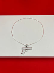 Gun & Diamond silver Pendant
